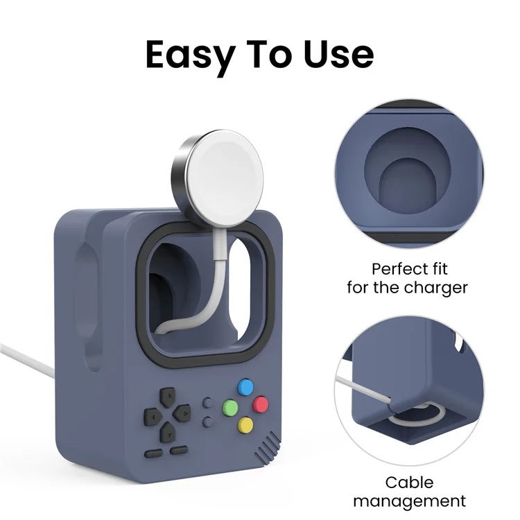 AHASTYLE DD-05 Charging Stand Compatible with Apple Watch Silicone Charging Holder Dock Station - Blue