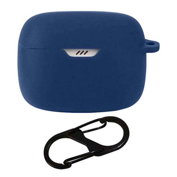 Pour JBL Tune Buds Écouteurs Étui en silicone Anti-rayures Housse de protection des oreillettes avec boucle - Bleu foncé