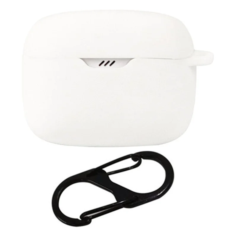 For JBL Tune Buds Earphone Silicone Case Anti-scratch Earbud Protective Cover with Buckle - White