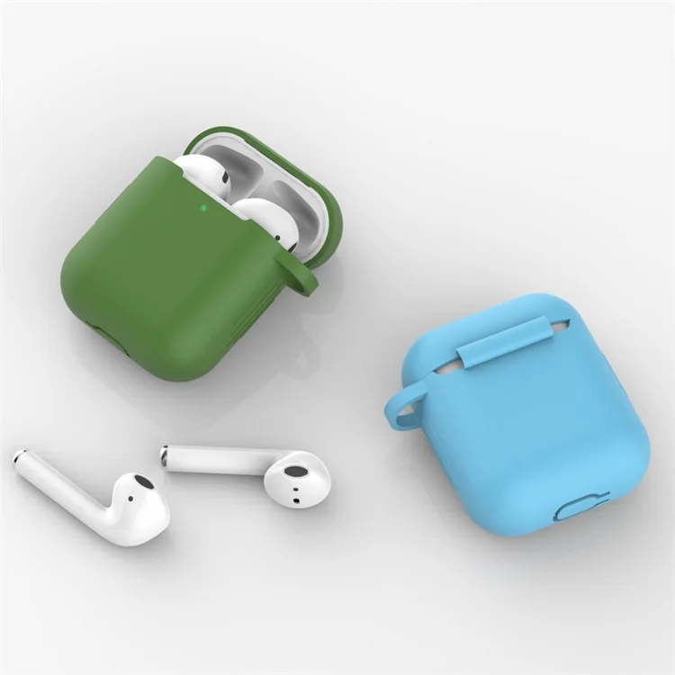 Pour les boîtiers de charge Apple AirPods (2016) / (2019) / AirPods avec boîtier de charge sans fil (2019) Étui en silicone Housse d'écouteur avec mousqueton - Rouge