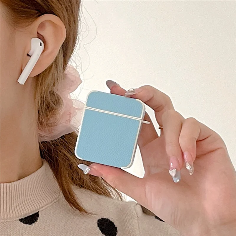 For Apple AirPods with Charging Case (2016)  /  (2019)  /  AirPods with Wireless Charging Case (2019) PU Leather TPU Case - Blue