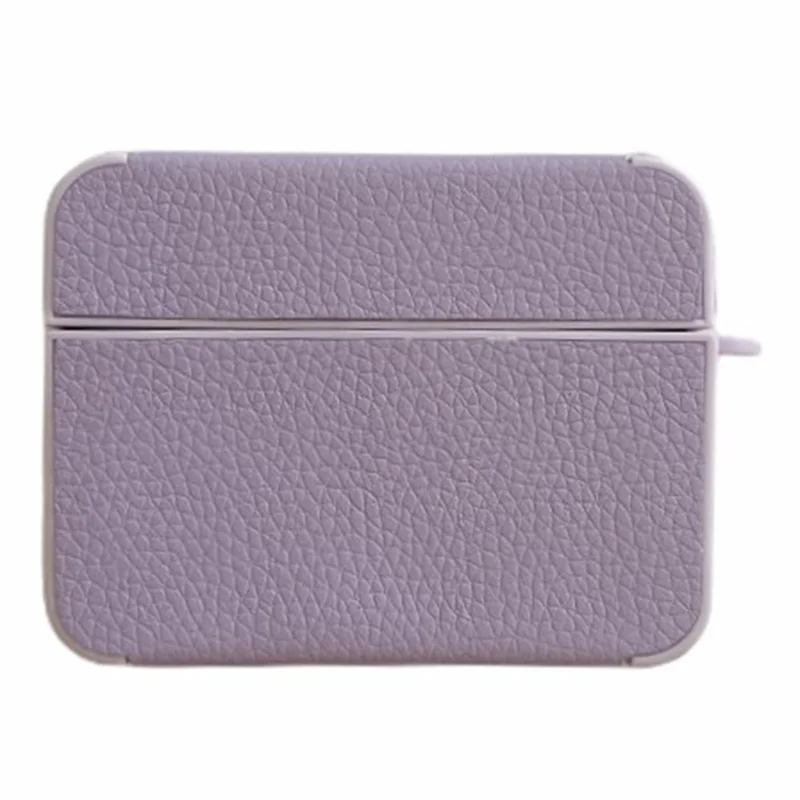 For Apple AirPods 3 Litchi Texture PU Leather TPU Case Bluetooth-compatible Headset Charging Case Cover - Purple