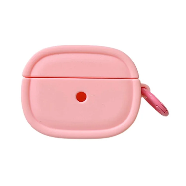 Para Apple AirPods 3 Candy Color Oval Silicone Case Earphone Protective Cover with Ring Buckle - Pink