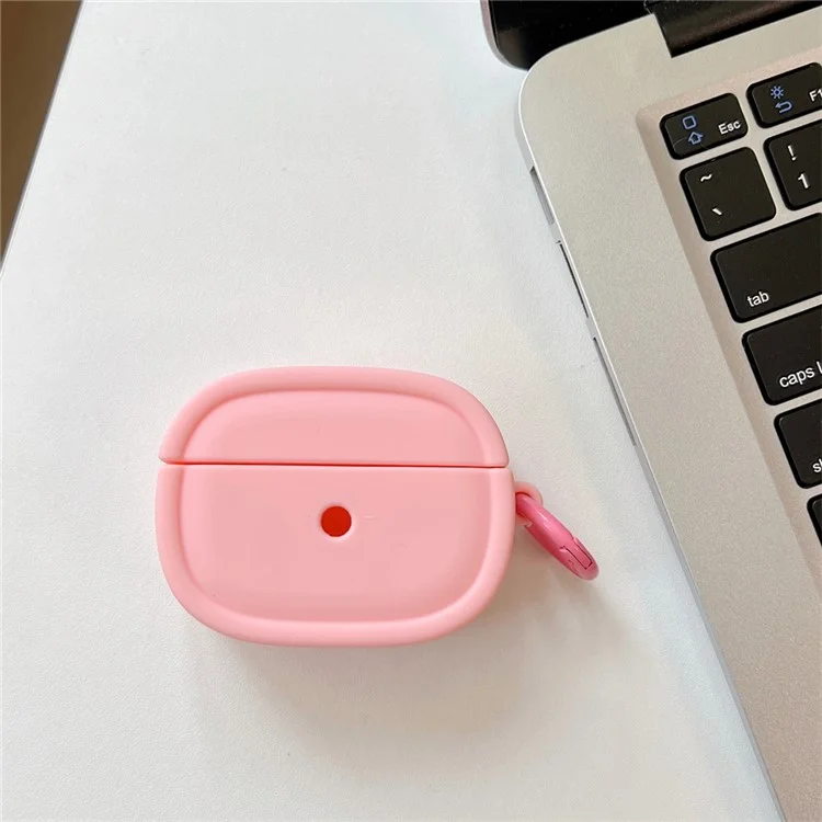 Para Apple AirPods 3 Candy Color Oval Silicone Case Earphone Protective Cover with Ring Buckle - Pink