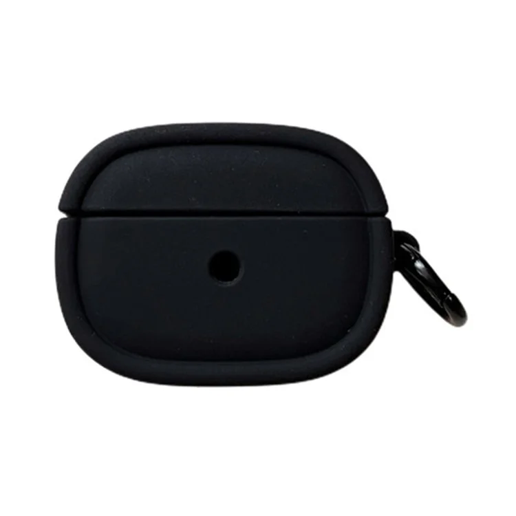 Para Funda Protectora de Silicona Ovalada de Color Caramelo para Apple AirPods 3 con Hebilla de Anillo - Negro