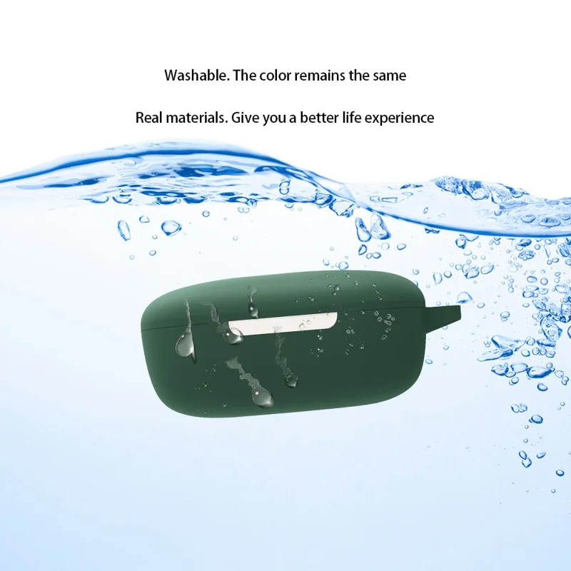 For Xiaomi Air 3 SE Bluetooth-compatible Earphone Silicone Protective Case Anti-drop Earbud Cover with Buckle - Matcha Green