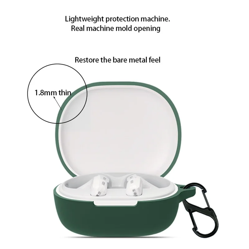 For Xiaomi Air 3 SE Bluetooth-compatible Earphone Silicone Protective Case Anti-drop Earbud Cover with Buckle - Matcha Green