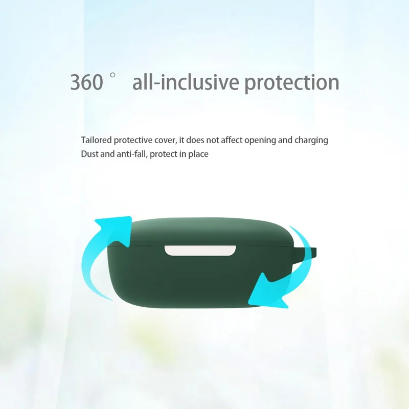 For Xiaomi Air 3 SE Bluetooth-compatible Earphone Silicone Protective Case Anti-drop Earbud Cover with Buckle - Matcha Green