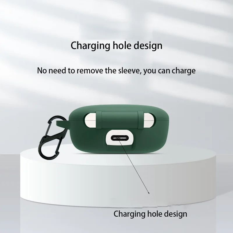 For Xiaomi Air 3 SE Bluetooth-compatible Earphone Silicone Protective Case Anti-drop Earbud Cover with Buckle - Matcha Green