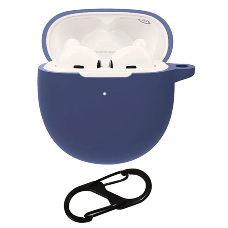 For OPPO Enco R Bluetooth-compatible Earphone Silicone Cover Anti-drop Protective Case with Buckle - Dark Blue