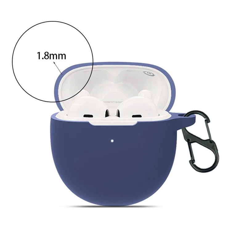 For OPPO Enco R Bluetooth-compatible Earphone Silicone Cover Anti-drop Protective Case with Buckle - Dark Blue
