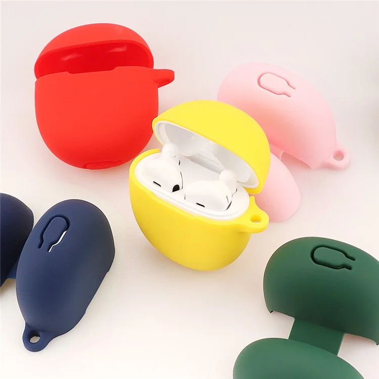 For OPPO Enco R Bluetooth-compatible Earphone Silicone Cover Anti-drop Protective Case with Buckle - Pink