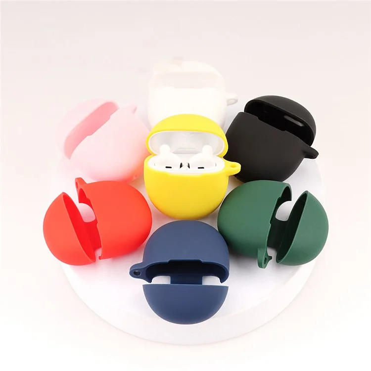 For OPPO Enco R Bluetooth-compatible Earphone Silicone Cover Anti-drop Protective Case with Buckle - Pink