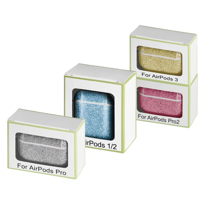 For Apple AirPods Pro Charging Case Cover Glitter TPU+PU Protective Headset Case - Silver