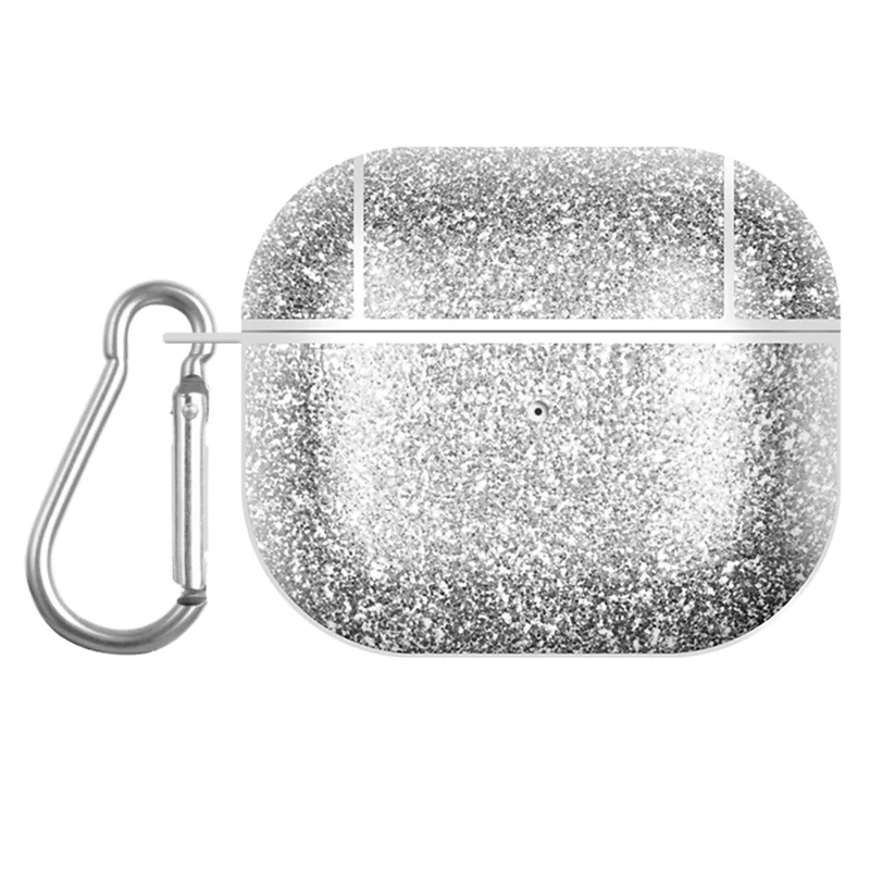 Glitter TPU+PU Case for Apple AirPods 3 Bluetooth-compatible Headset Charging Case Protective Cover - Silver