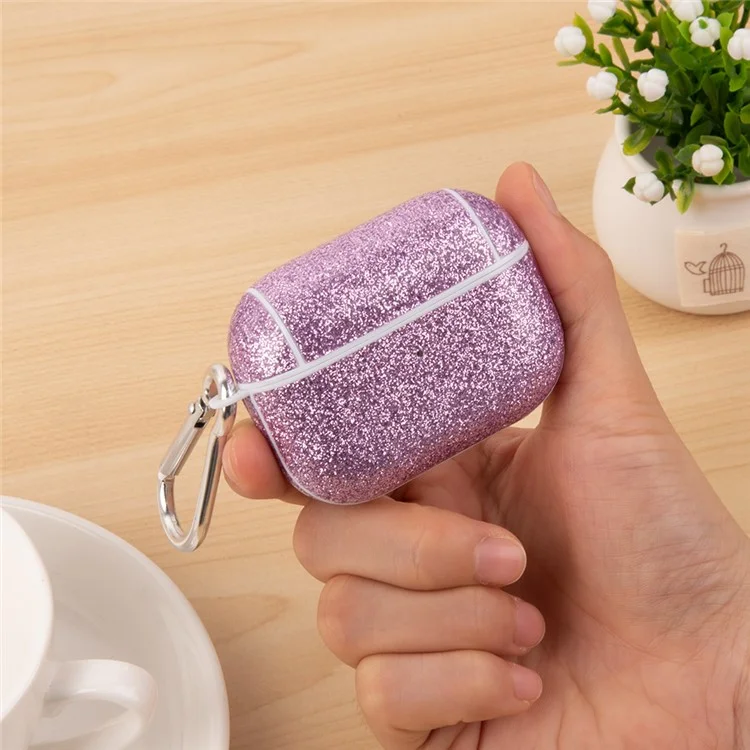 For AirPods Pro (Gen 2) (USB-C) / Pro 2 Charging Case Cover Bluetooth-compatible Earbuds Glitter PU+TPU Protective Case - Gold