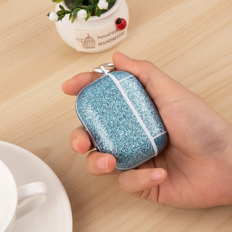 For AirPods Pro (Gen 2) (USB-C) / Pro 2 Charging Case Cover Bluetooth-compatible Earbuds Glitter PU+TPU Protective Case - Purple