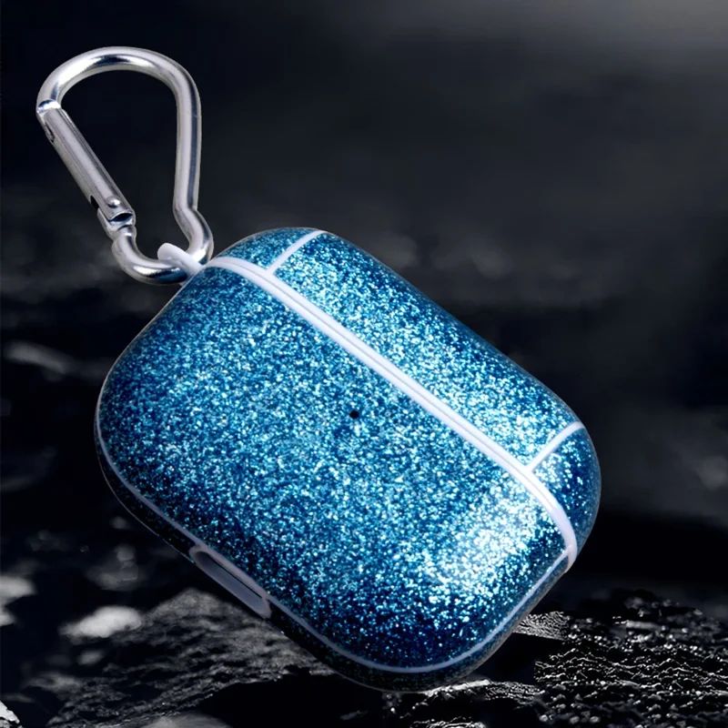 For AirPods Pro (Gen 2) (USB-C) / Pro 2 Charging Case Cover Bluetooth-compatible Earbuds Glitter PU+TPU Protective Case - Purple