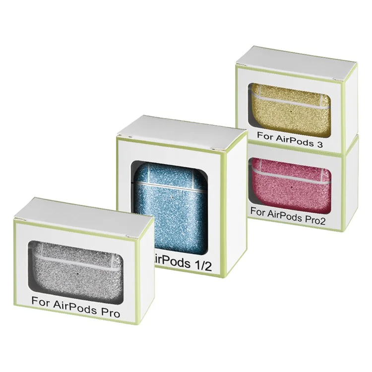 Für Apple AirPods mit Ladecase (2016) / (2019) / AirPods mit Wireless Charging Case (2019) Glitter TPU+PU-Hülle Earbuds-Cover - Gold