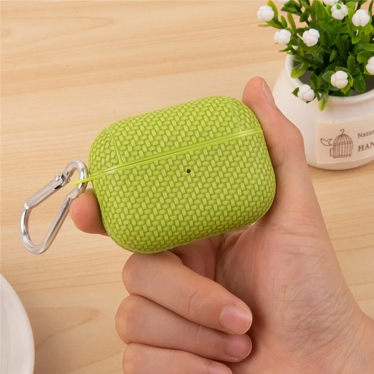 For Apple AirPods Pro (Gen 2) (USB-C) / Pro 2 Earphone Case PU Leather Coated PC Earbud Anti-drop Cover with Carabiner - Pink