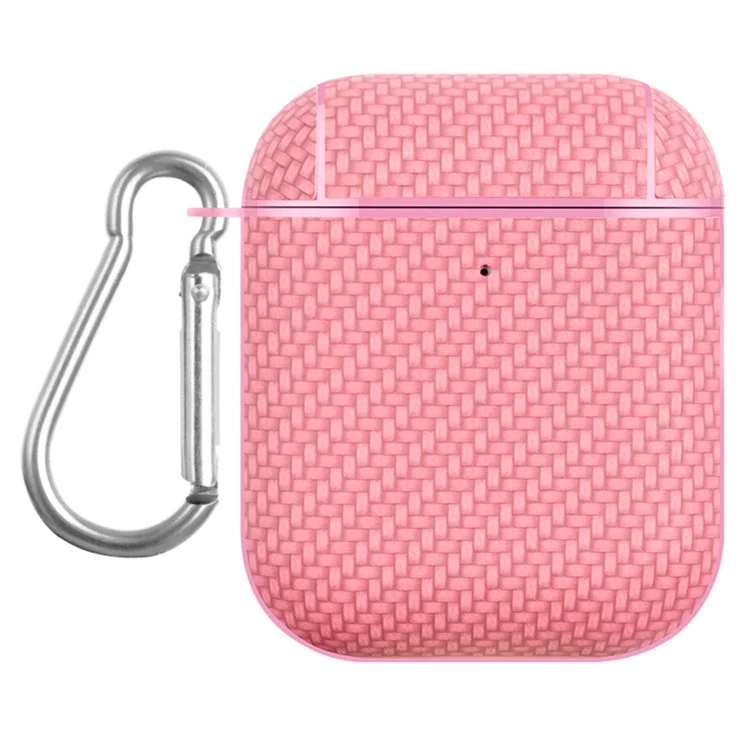 Estojo de fone de ouvido para Apple AirPods com Estojo de Carregamento (2016) / (2019) / AirPods com Estojo de Carregamento Sem Fio (2019) Capa de PC Revestida de Couro - Rosa
