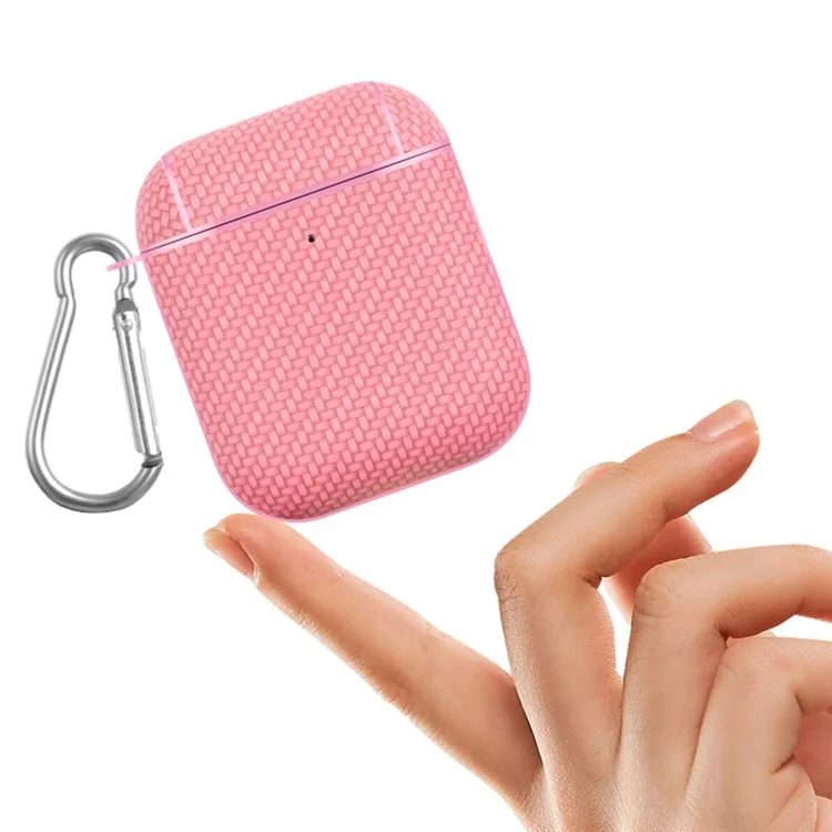 Estojo de fone de ouvido para Apple AirPods com Estojo de Carregamento (2016) / (2019) / AirPods com Estojo de Carregamento Sem Fio (2019) Capa de PC Revestida de Couro - Rosa
