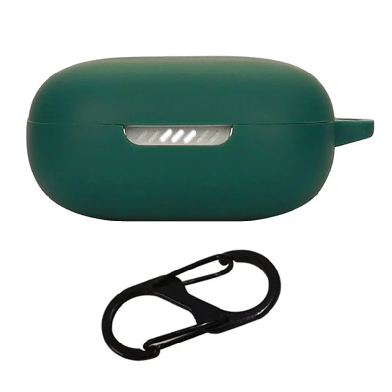 Para o JBL Live Flex Bluetooth Earphone Anti-drop Case Silicone Protective Cover com Anti-lost Buckle - Blackish Green