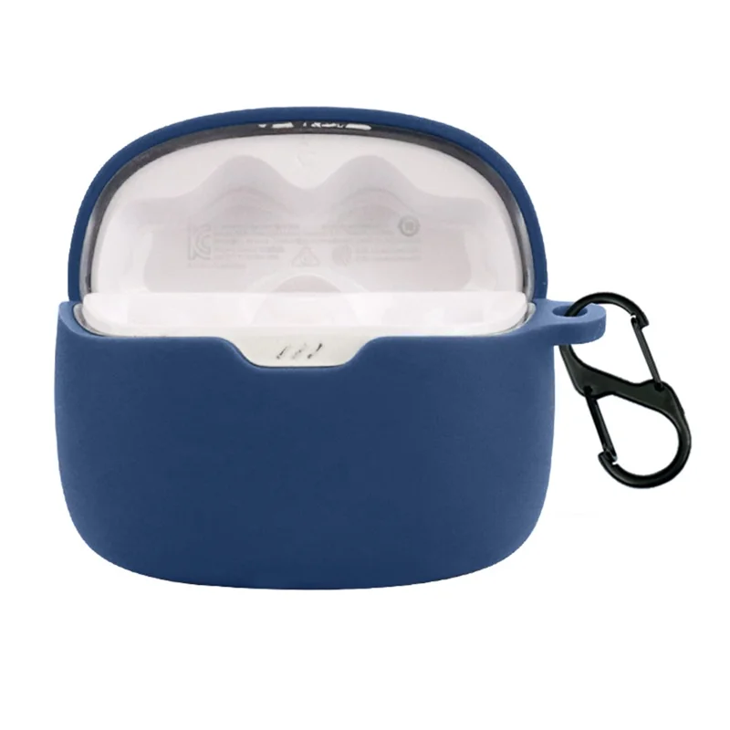 For JBL Tune Beam Silicone Protective Cover Bluetooth-compatible Earphone Sleeve with Anti-lost Buckle - White