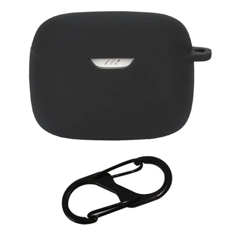 For JBL Tune Beam Silicone Protective Cover Bluetooth-compatible Earphone Sleeve with Anti-lost Buckle - Black