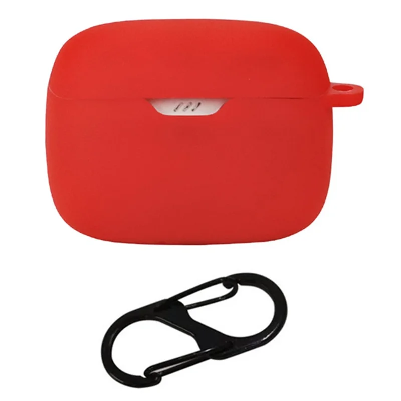 For JBL Tune Beam Silicone Protective Cover Bluetooth-compatible Earphone Sleeve with Anti-lost Buckle - Red