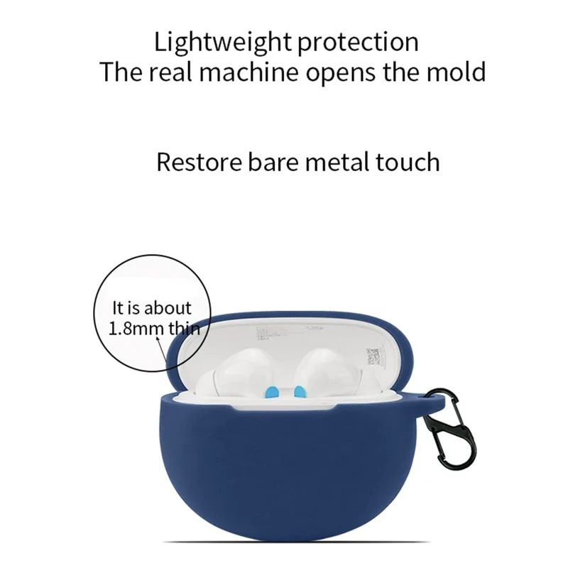 Silicone Protective Cover for Redmi Buds 4 Active Bluetooth-compatible Earphone Case with Anti-lost Buckle - Baby Blue