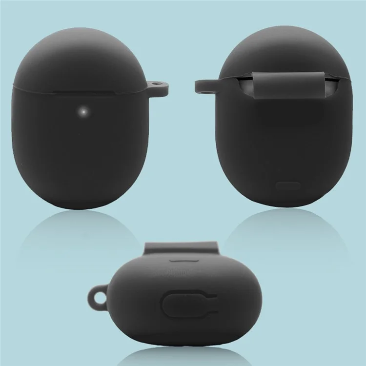 Silicone Earphones Case for Google Pixel Buds Pro Shockproof Portable Soft Cover with Keychain - Black