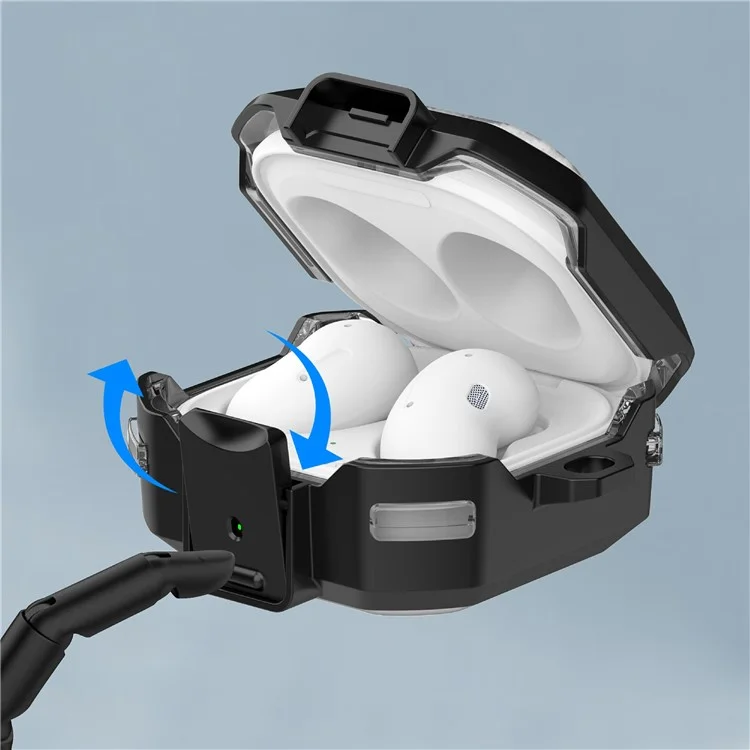 Earphone Case for Samsung Galaxy Buds Live / Buds2 / Buds Pro / Buds2 Pro , Carbon Fiber PC+TPU Earbud Cover with Lock - Transparent Black