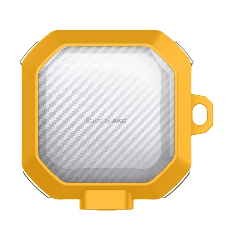 Earphone Case for Samsung Galaxy Buds Live / Buds2 / Buds Pro / Buds2 Pro , Carbon Fiber PC+TPU Earbud Cover with Lock - Transparent Yellow