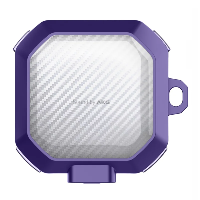 Earphone Case for Samsung Galaxy Buds Live / Buds2 / Buds Pro / Buds2 Pro , Carbon Fiber PC+TPU Earbud Cover with Lock - Transparent Dark Purple