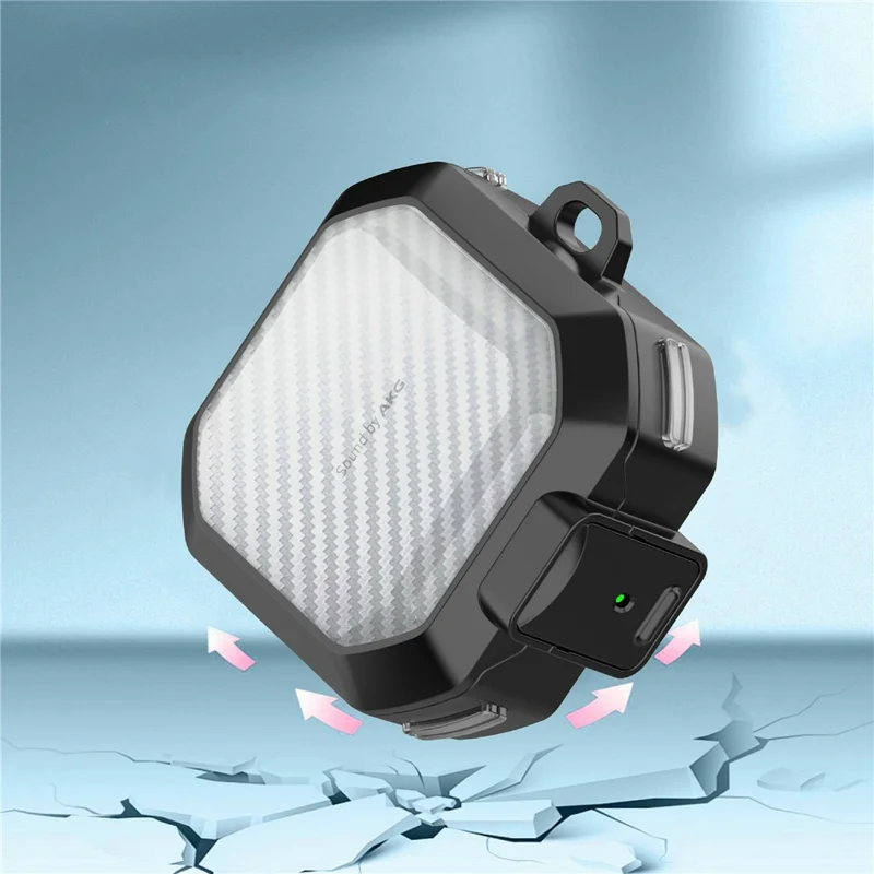 Earphone Case for Samsung Galaxy Buds Live / Buds2 / Buds Pro / Buds2 Pro , Carbon Fiber PC+TPU Earbud Cover with Lock - Transparent Dark Purple