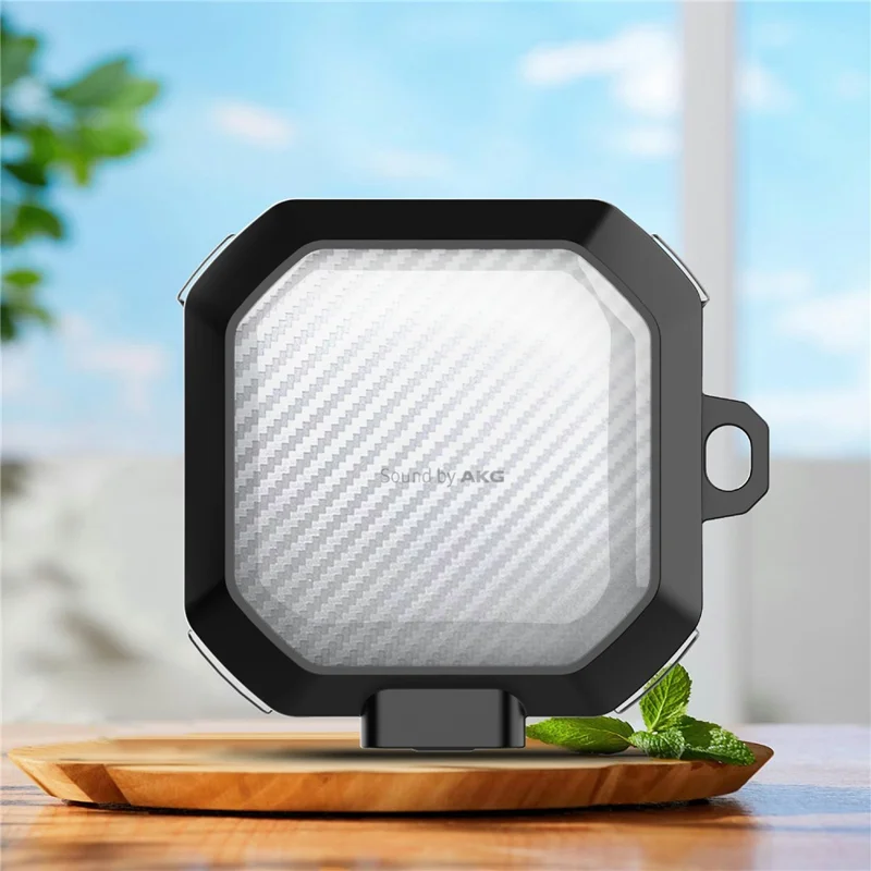 Earphone Case for Samsung Galaxy Buds Live / Buds2 / Buds Pro / Buds2 Pro , Carbon Fiber PC+TPU Earbud Cover with Lock - Transparent Dark Purple