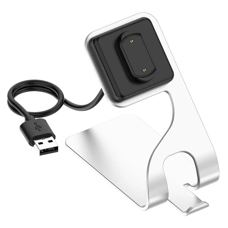 Para Amazfit T-Rex Ultra A2142 Metal Watch Cargador Magnético Dock de Carga con Cable USB de 1.5m - Plata