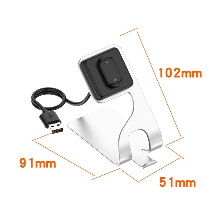 Para Amazfit T-Rex Ultra A2142 Metal Watch Cargador Magnético Dock de Carga con Cable USB de 1.5m - Plata