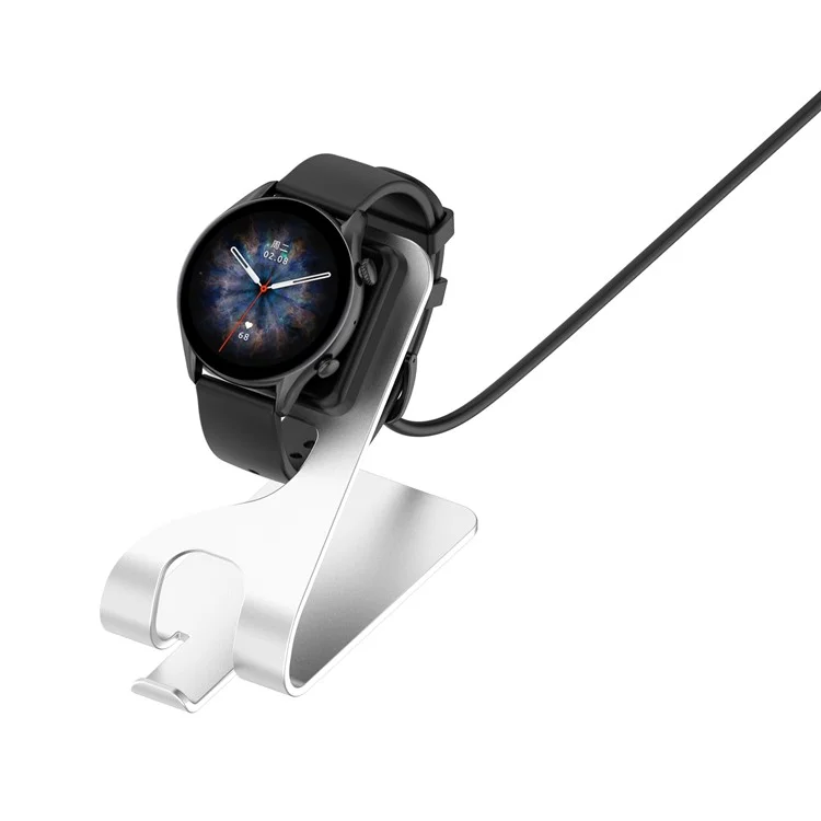Para Amazfit T-Rex Ultra A2142 Metal Watch Cargador Magnético Dock de Carga con Cable USB de 1.5m - Plata
