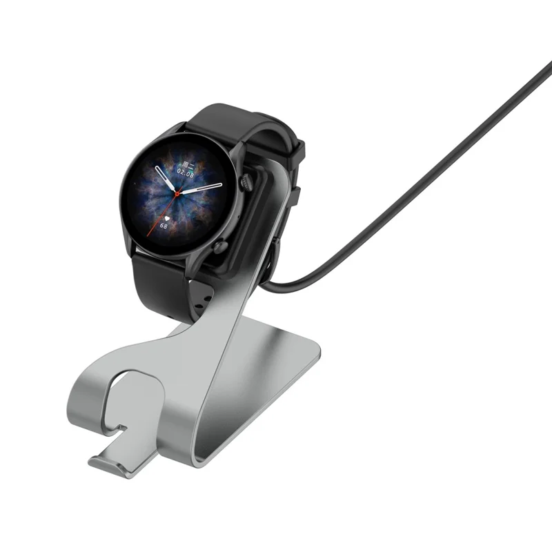 For Amazfit T-Rex Ultra A2142 Metal Watch Charger Magnetic Absorption Charging Dock with 1.5m USB Cable - Grey