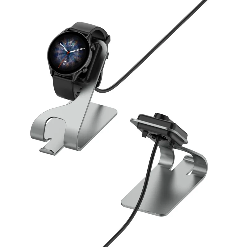 For Amazfit T-Rex Ultra A2142 Metal Watch Charger Magnetic Absorption Charging Dock with 1.5m USB Cable - Grey