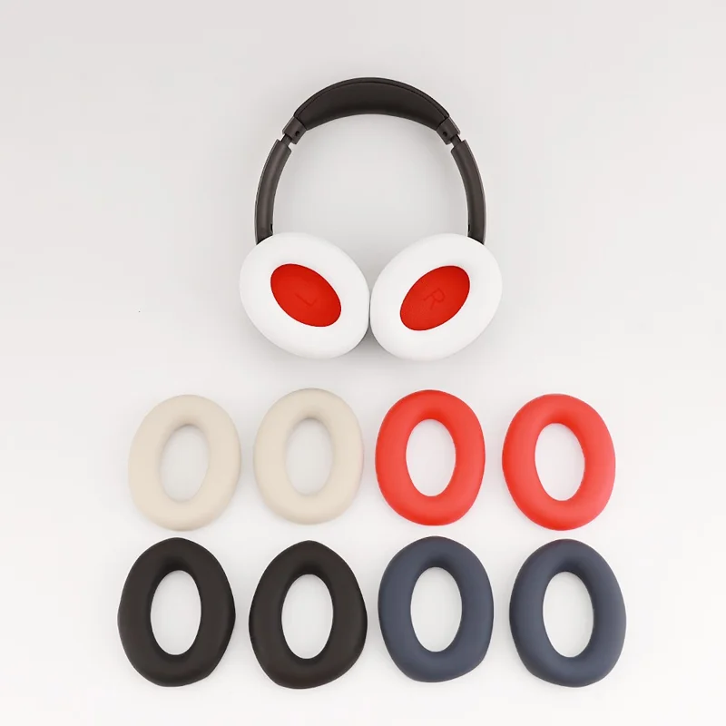 1 Pair For 1MORE Sonoflow Wireless Bluetooth-compatible Headphone Earpad Silicone Protective Case - Black