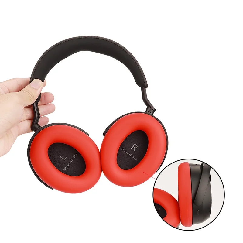 1 Pair For Sennheiser MOMENTUM 4 Wireless Bluetooth-compatible Headphone Earpad Silicone Protective Case - Black