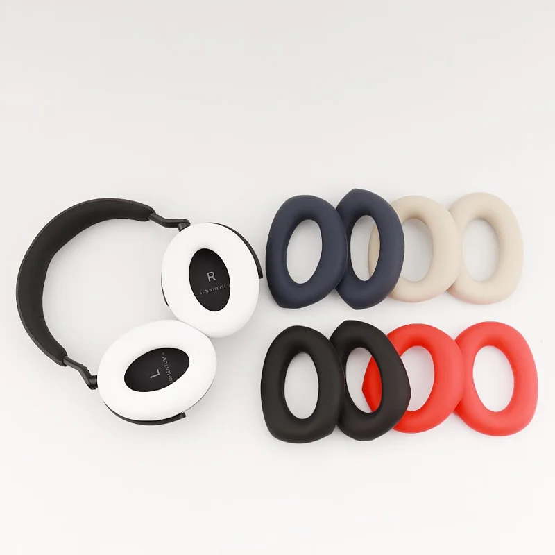 1 Pair For Sennheiser MOMENTUM 4 Wireless Bluetooth-compatible Headphone Earpad Silicone Protective Case - Black