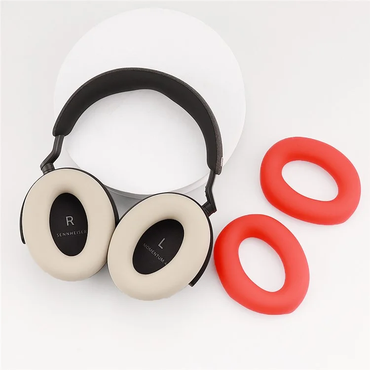 1 Pair For Sennheiser MOMENTUM 4 Wireless Bluetooth-compatible Headphone Earpad Silicone Protective Case - Beige