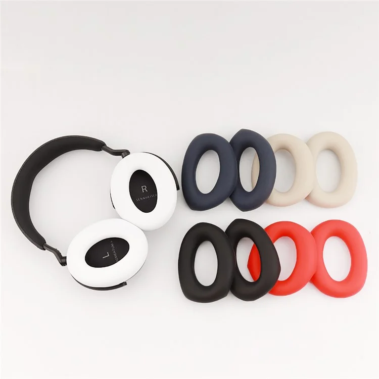 1 Pair For Sennheiser MOMENTUM 4 Wireless Bluetooth-compatible Headphone Earpad Silicone Protective Case - Beige