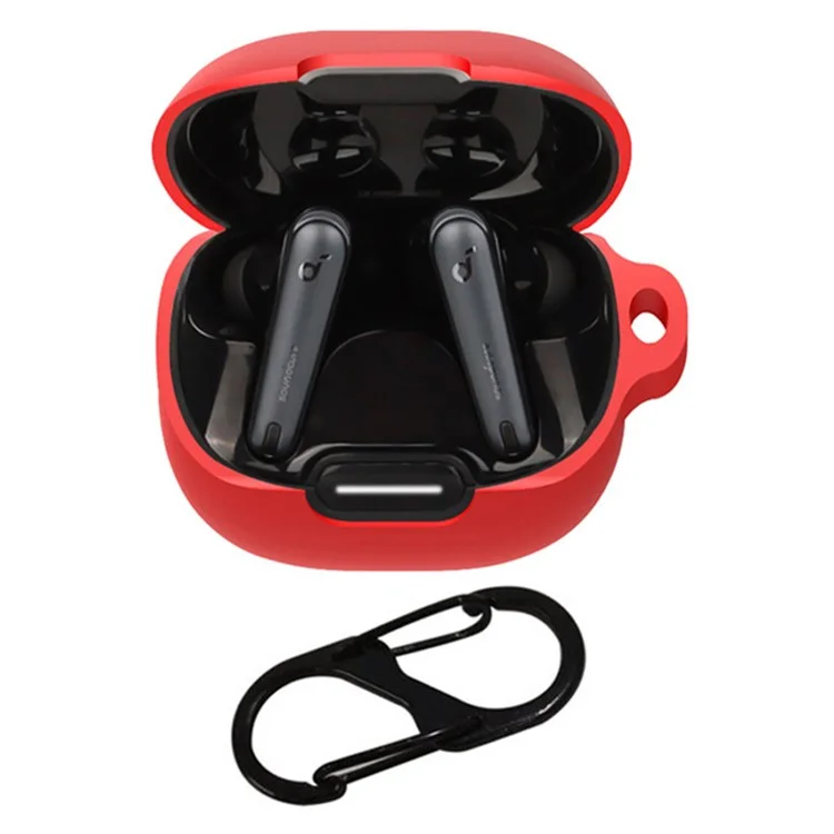 Para Anker Soundcore Liberty 4 NC Anti-drop Bluetooth Earphone Silicone Cover with Anti-lost Buckle - Red