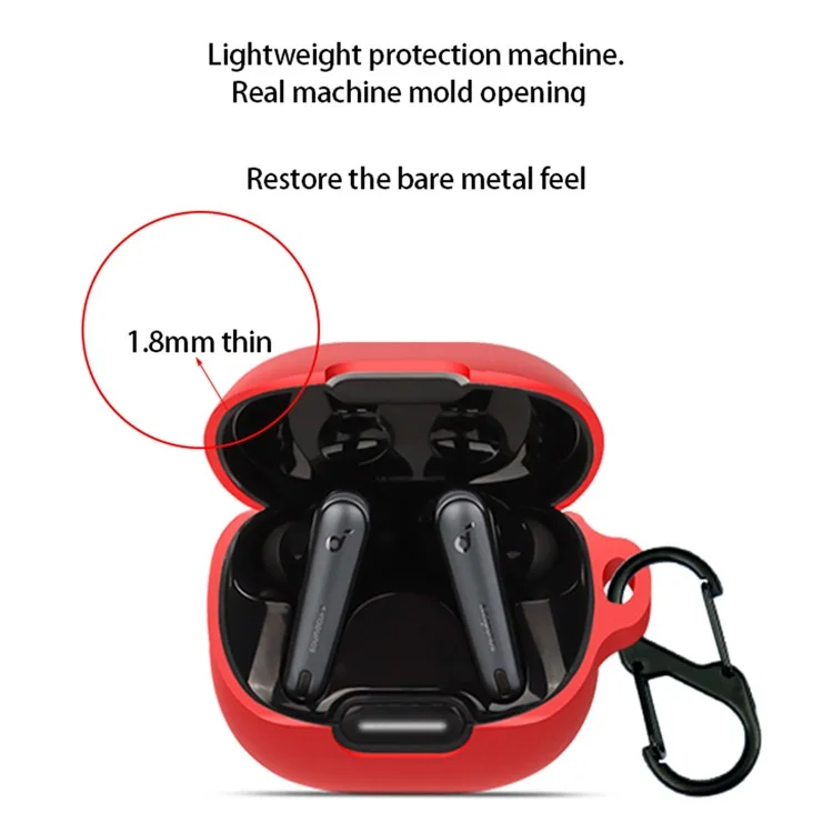 Para Anker Soundcore Liberty 4 NC Anti-drop Bluetooth Earphone Silicone Cover with Anti-lost Buckle - Red
