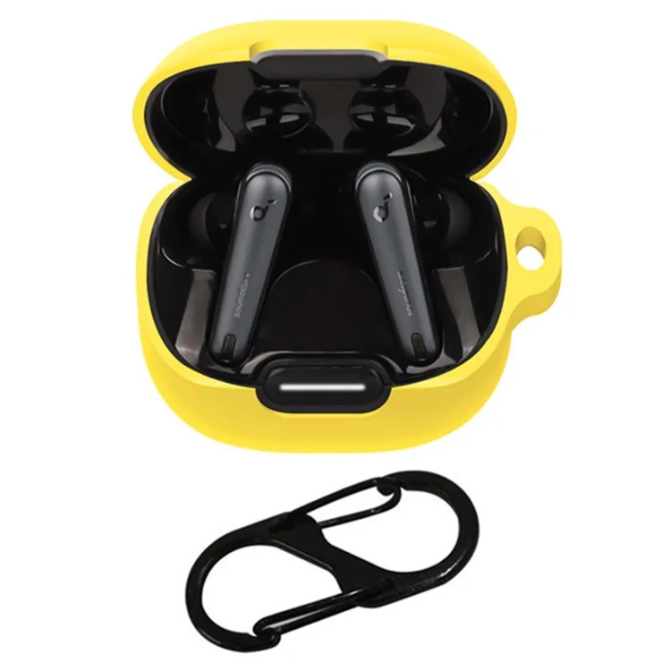 For Anker Soundcore Liberty 4 NC Anti-drop Bluetooth-compatible Earphone Silicone Cover with Anti-lost Buckle - Yellow